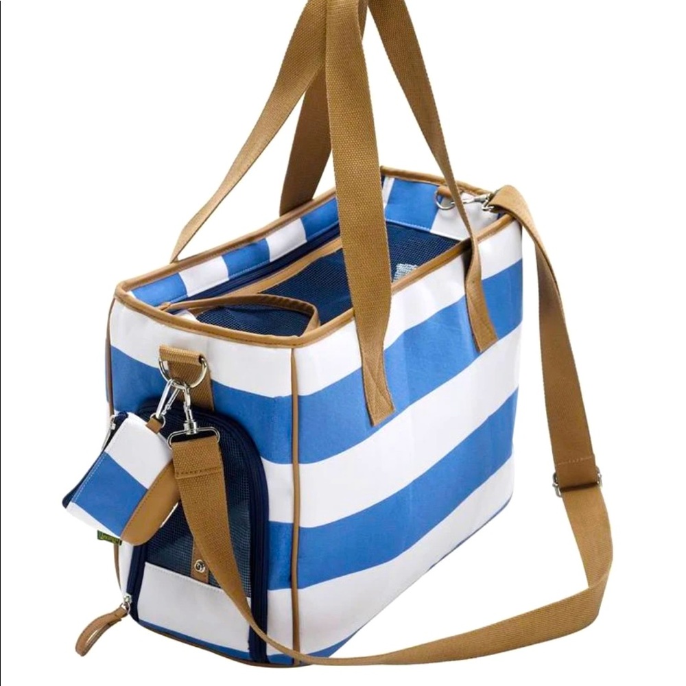 HUNTER SMALL DOG PET CARRIER NAUTICAL TOP & SIDE MESH ZIPPED ENTRY UP TO 15 LBS